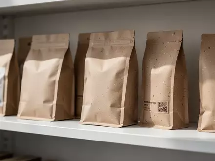 Nahaufnahme von verschiedenen nachhaltigen Produktverpackungen in einem Regal, die auf die neuen EU-Kennzeichnungsregeln hinweist. - Foto: über boerse-global.de
