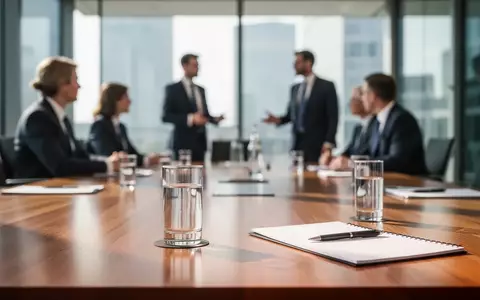 Ein moderner Konferenzraum während eines professionellen Geschäftstreffens mit unscharfen Personen im Hintergrund. - Foto: über boerse-global.de