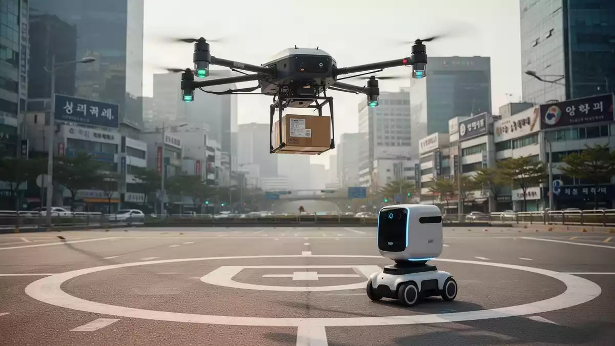 Südkorea testet autonome Lieferkette: Drohnen und Roboter im Praxiseinsatz