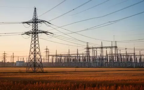 Hochspannungsmast und Umspannwerk in einer weiten Landschaft bei Sonnenuntergang. - Foto: über boerse-global.de