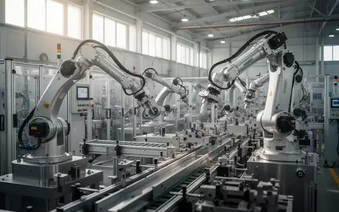 Moderne Produktionshalle der deutschen Industrie mit automatisierten Fertigungsanlagen und präzisen Maschinen. - Foto: über boerse-global.de