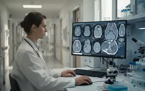 Eine medizinische Fachkraft arbeitet in einem modernen Labor an der Analyse komplexer Daten für KI-Systeme im Gesundheitswesen. - Foto: über boerse-global.de
