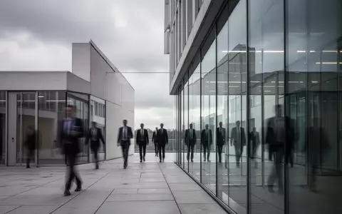 Ein modernes Regierungsgebäude mit einer Glasfassade, vor der sich im Hintergrund schemenhaft Behördenmitarbeiter bewegen. - Foto: über boerse-global.de