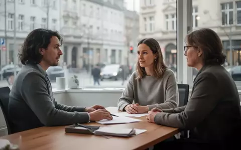 Ein Sozialarbeiter im Gespräch mit einem Klienten in einem hellen Büro in Wiesbaden. - Foto: über boerse-global.de