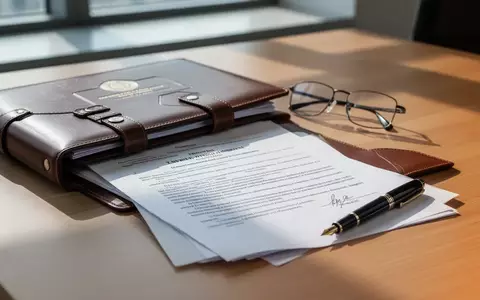 Ein Schreibtisch in einem Büro mit einer Rechtsakte, einer Lesebrille und einem Füllfederhalter bei natürlichem Licht. - Foto: über boerse-global.de
