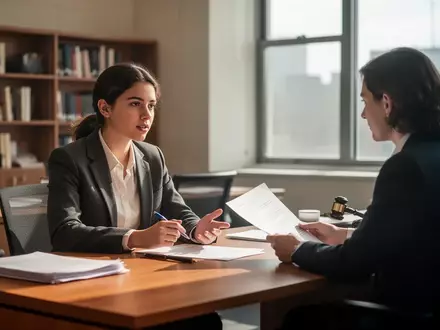 Ein Student berät eine Person in einem hellen Büro bei steuerlichen Unterlagen. - Foto: über boerse-global.de