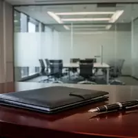 Ein eleganter Konferenztisch in einem modernen Büro mit einer Ledermappe und einem Füllfederhalter. - Foto: über boerse-global.de