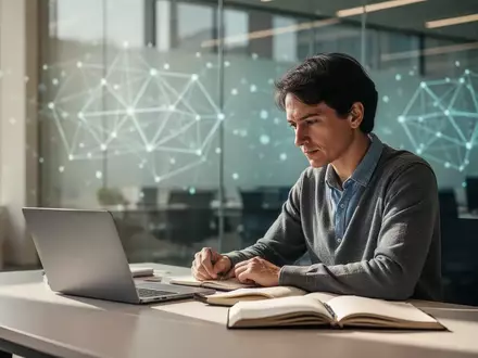 Ein Forscher arbeitet konzentriert an einem Schreibtisch in einer modernen, lichtdurchfluteten akademischen Umgebung. - Foto: über boerse-global.de