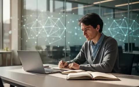 Ein Forscher arbeitet konzentriert an einem Schreibtisch in einer modernen, lichtdurchfluteten akademischen Umgebung. - Foto: über boerse-global.de