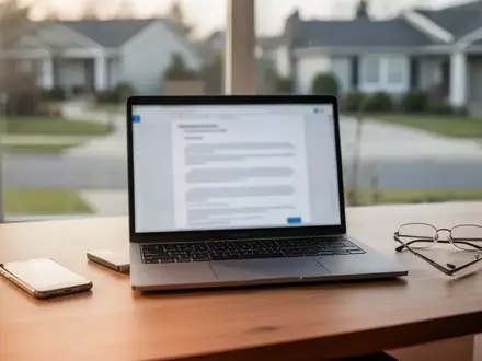 Ein moderner Schreibtisch mit Laptop und Smartphone in einer Büroumgebung bei natürlichem Tageslicht. - Foto: über boerse-global.de