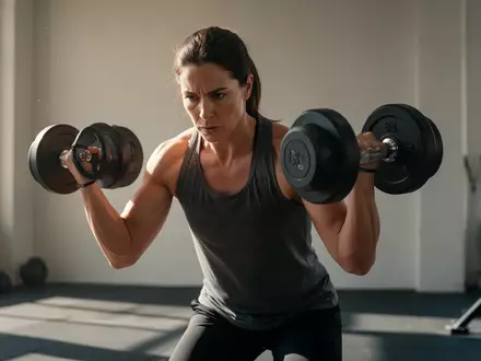 Eine Person beim konzentrierten Krafttraining mit Hanteln in einem hellen, minimalistischen Fitnessstudio. - Foto: über boerse-global.de