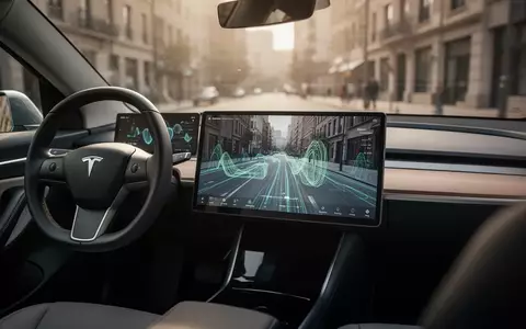 Ein modernes Elektrofahrzeug-Interieur mit digitalem Armaturenbrett und Sensor-Visualisierungen für autonomes Fahren. - Foto: über boerse-global.de