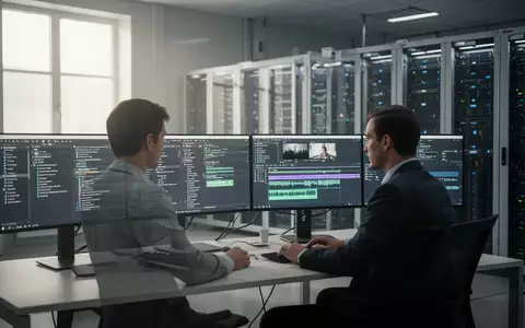 Ein Archivmitarbeiter arbeitet an einer digitalen Workstation in einem modernen Archivzentrum zur Sicherung digitaler Medien. - Foto: über boerse-global.de