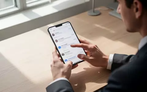 Eine Person bedient ein Smartphone in einem modernen Büro, um E-Mails und Dokumente effizient zu verwalten. - Foto: über boerse-global.de
