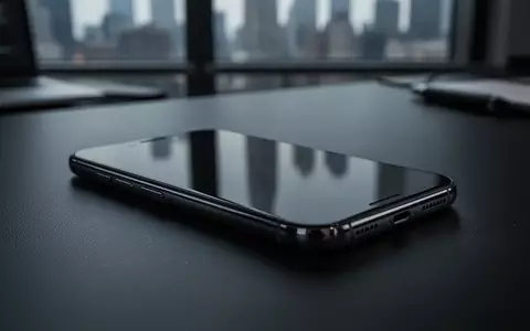 Ein modernes Smartphone liegt auf einem dunklen Schreibtisch in einer dezent beleuchteten Büroumgebung. - Foto: über boerse-global.de
