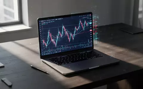 Ein moderner Schreibtisch mit einem Laptop, auf dem ein komplexes Marktdiagramm zu sehen ist, bei natürlichem Licht. - Foto: über boerse-global.de
