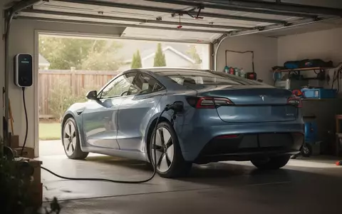 Ein Elektro-Dienstwagen, der an einer privaten Wallbox in einer Garage geladen wird. - Foto: über boerse-global.de