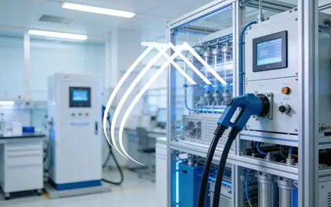 Moderne industrielle Wasserstoff-Brennstoffzellentechnologie in einer sauberen Laborumgebung. - Foto: über boerse-global.de
