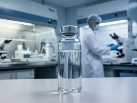 Laborumgebung mit einer Glasphiole in einer modernen biotechnologischen Forschungseinrichtung. - Foto: über boerse-global.de