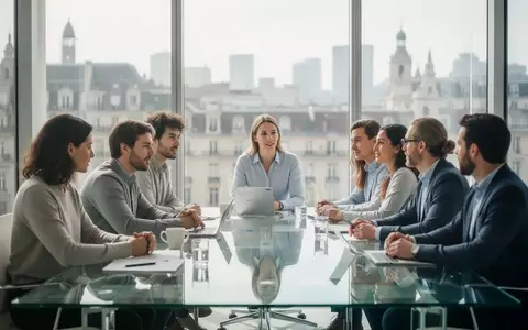 Professionelle Kollegen bei der Zusammenarbeit in einem modernen Büro mit Blick auf eine europäische Stadt. - Foto: über boerse-global.de