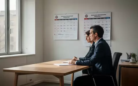 Eine Person am Schreibtisch in einem modernen Büro, die nachdenklich auf einen Kalender blickt. - Foto: über boerse-global.de