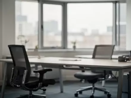Ein leerer, moderner Arbeitsplatz in einem lichtdurchfluteten Büro, der eine Atmosphäre von beruflicher Reflexion vermittelt. - Foto: über boerse-global.de