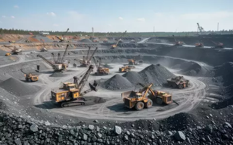 Großaufnahme eines Tagebau-Bergwerks mit schwerem Gerät und Gesteinsvorkommen bei Tageslicht. - Foto: über boerse-global.de