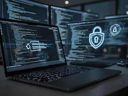 Ein beleuchteter Laptop in einem dunklen Büro, der auf die Gefahr von unbefugten Zugriffen auf Cloud-Identitätsdienste hinweist. - Foto: über boerse-global.de