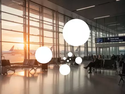 Modernes Flughafenterminal bei Sonnenaufgang als Symbol für den internationalen Reiseverkehr - Foto: über boerse-global.de