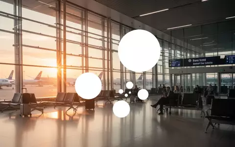 Modernes Flughafenterminal bei Sonnenaufgang als Symbol für den internationalen Reiseverkehr - Foto: über boerse-global.de