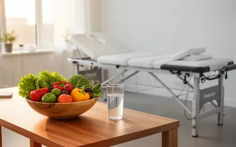 Ein heller Therapieraum mit einer Behandlungsliege und frischem Gemüse auf einem Tisch als Symbol für ganzheitliche Therapie. - Foto: über boerse-global.de