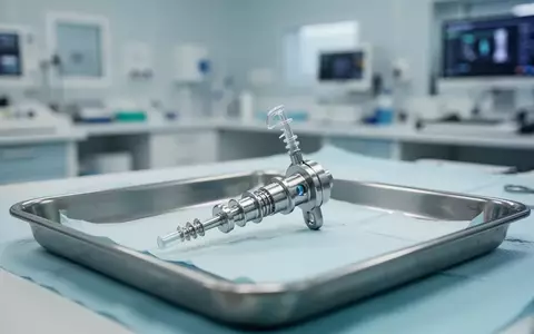 Ein hochpräzises medizinisches Implantat auf einem sterilen chirurgischen Tablett in einem modernen Labor. - Foto: über boerse-global.de