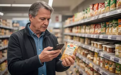 Eine Person vergleicht in einem Supermarkt aufmerksam die Preise von Lebensmitteln und nutzt dabei ihr Smartphone. - Foto: über boerse-global.de