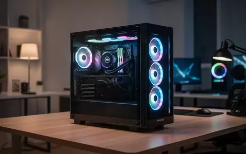 Ein moderner, beleuchteter Gaming-PC auf einem Schreibtisch in einem professionellen Home-Office-Setup. - Foto: über boerse-global.de