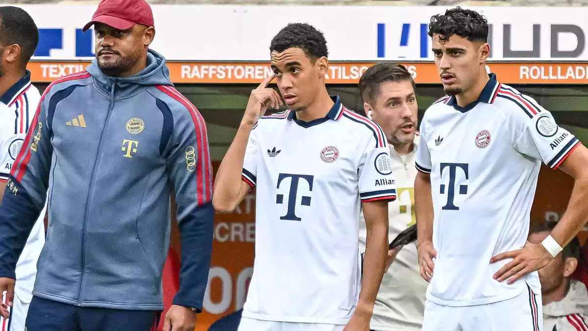 Vincent Kompany wird Jamal Musiala - wie hier in Heidenheim - im Supercup nicht einwechseln und einsetzen.  - Bild: Harry Langer/DeFodi/dpa/dpa