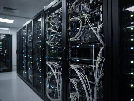 Moderne Server-Infrastruktur in einem klimatisierten Rechenzentrum zur Unterstützung von KI-Modell-Trainingsprozessen. - Foto: über boerse-global.de