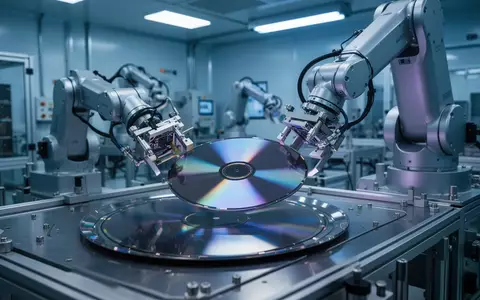 Automatisierte Roboterarme verarbeiten Halbleiter-Wafer in einer modernen Reinraumumgebung. - Foto: über boerse-global.de