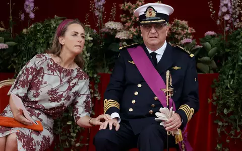 Prinzessin Claire und Prinz Laurent von Belgien sind seit 2003 verheiratet und haben drei Kinder. Mittlerweile hat Laurent auch einen unehelichen Sohn anerkannt. (Archivbild aus 2022) - Foto: Bruno Fahy/BELGA/dpa