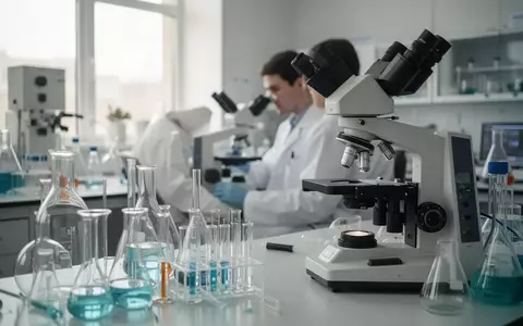 Wissenschaftler bei der Arbeit an einem Mikroskop in einem modernen medizinischen Labor. - Foto: über boerse-global.de
