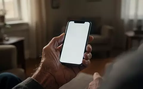 Nahaufnahme einer Hand, die ein Smartphone in einem schummrig beleuchteten Wohnzimmer hält. - Foto: über boerse-global.de