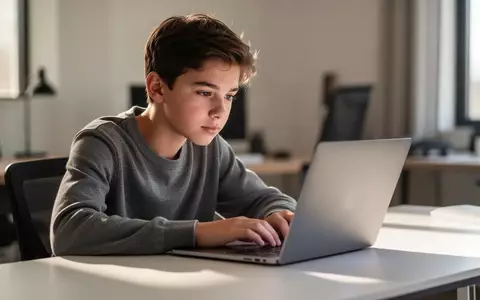 Ein Jugendlicher sitzt konzentriert vor einem Laptop in einem hellen, modern eingerichteten Zimmer. - Foto: über boerse-global.de