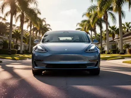 Ein modernes Elektroauto steht an einem sonnigen Tag an einer Straße in Florida, umgeben von Palmen. - Foto: über boerse-global.de