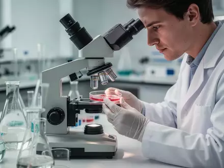 Wissenschaftler bei der Laborarbeit unter einem Mikroskop zur Erforschung der Darm-Hirn-Achse. - Foto: über boerse-global.de
