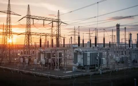 Moderne industrielle Anlage zur Verarbeitung von Seltenen Erden mit Hochspannungs-Strominfrastruktur bei Sonnenuntergang - Foto: über boerse-global.de