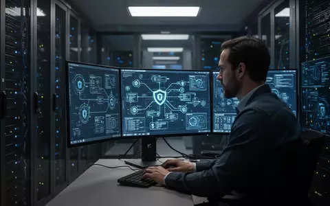 Ein IT-Administrator arbeitet in einem modernen Serverraum an der Implementierung von Sicherheitseinstellungen an einem Computer. - Foto: über boerse-global.de