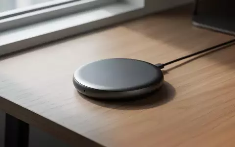 Ein magnetischer Wireless-Ladepuck liegt auf einem hölzernen Schreibtisch in hellem, natürlichem Licht. - Foto: über boerse-global.de