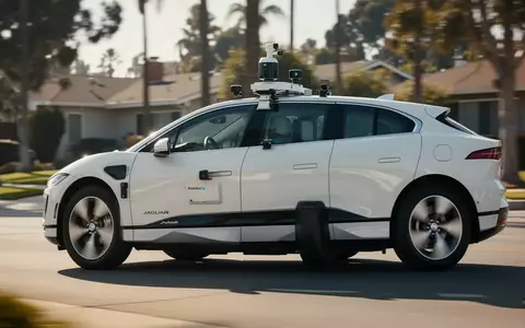 Ein autonomes Waymo-Fahrzeug fährt bei Tageslicht durch eine Wohngegend in Santa Monica. - Foto: über boerse-global.de