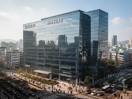 Moderne Glasfassade des Samsung-Hauptquartiers in Seoul bei Tageslicht. - Foto: über boerse-global.de