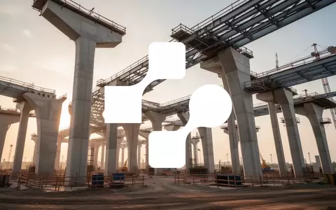 Moderne Infrastrukturbaustelle mit Betonpfeilern und Stahlträgern in der Abendsonne als Symbol für industrielle Stabilität. - Foto: über boerse-global.de