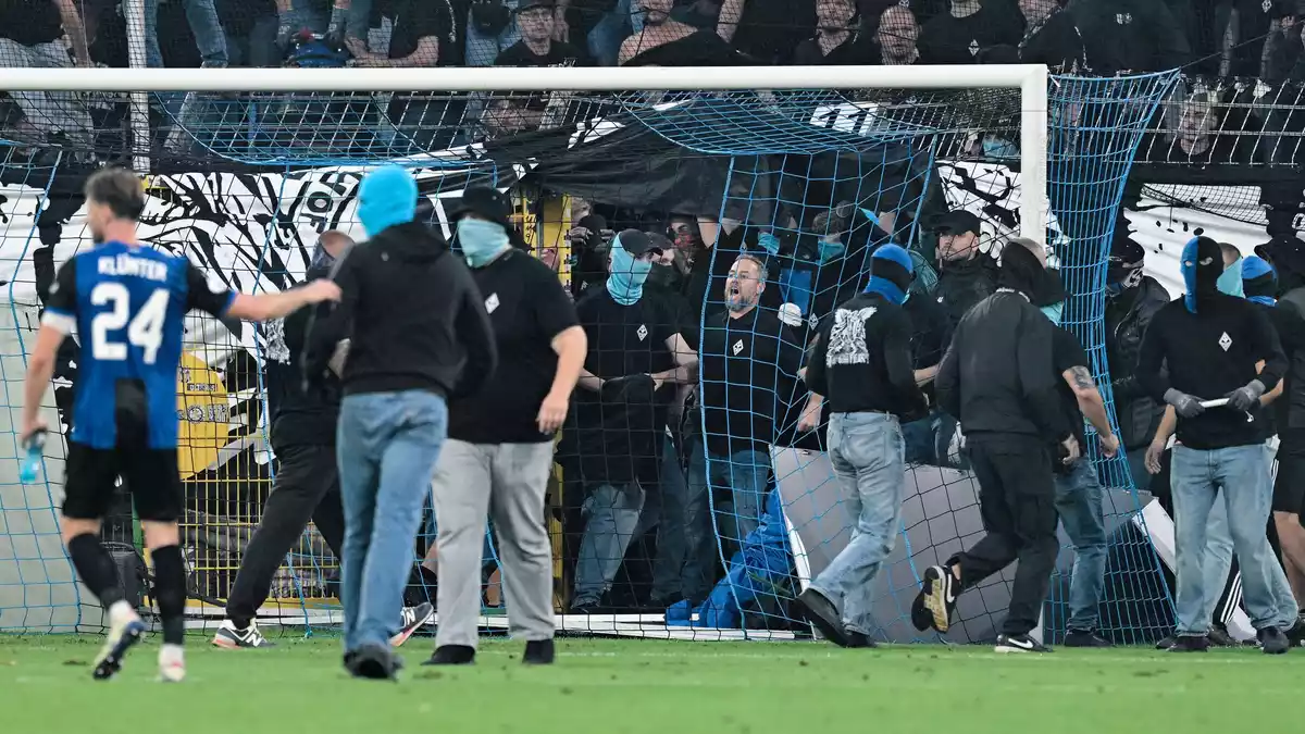 Waldhof-Fans stürmen auf das Feld. - Bild: Uwe Anspach/dpa